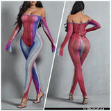 Long sleeve multi color delightful jumpsuit